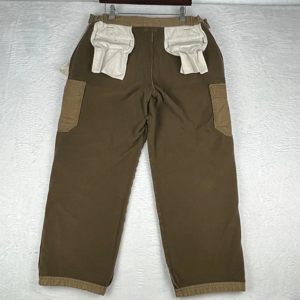 LL Bean Cargo Pants Mens 38x30 Brown Fleece Lined Cotton Canvas Outdoor 277830‎